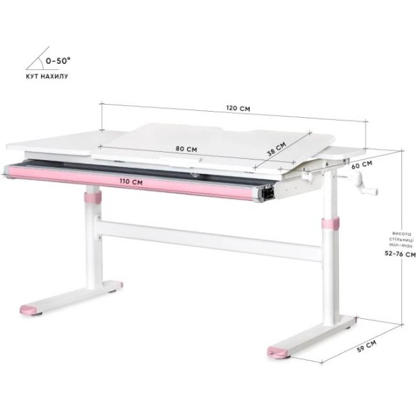 Фото - Парта шкільна Evo-kids  TH-360 WG/PN Lite